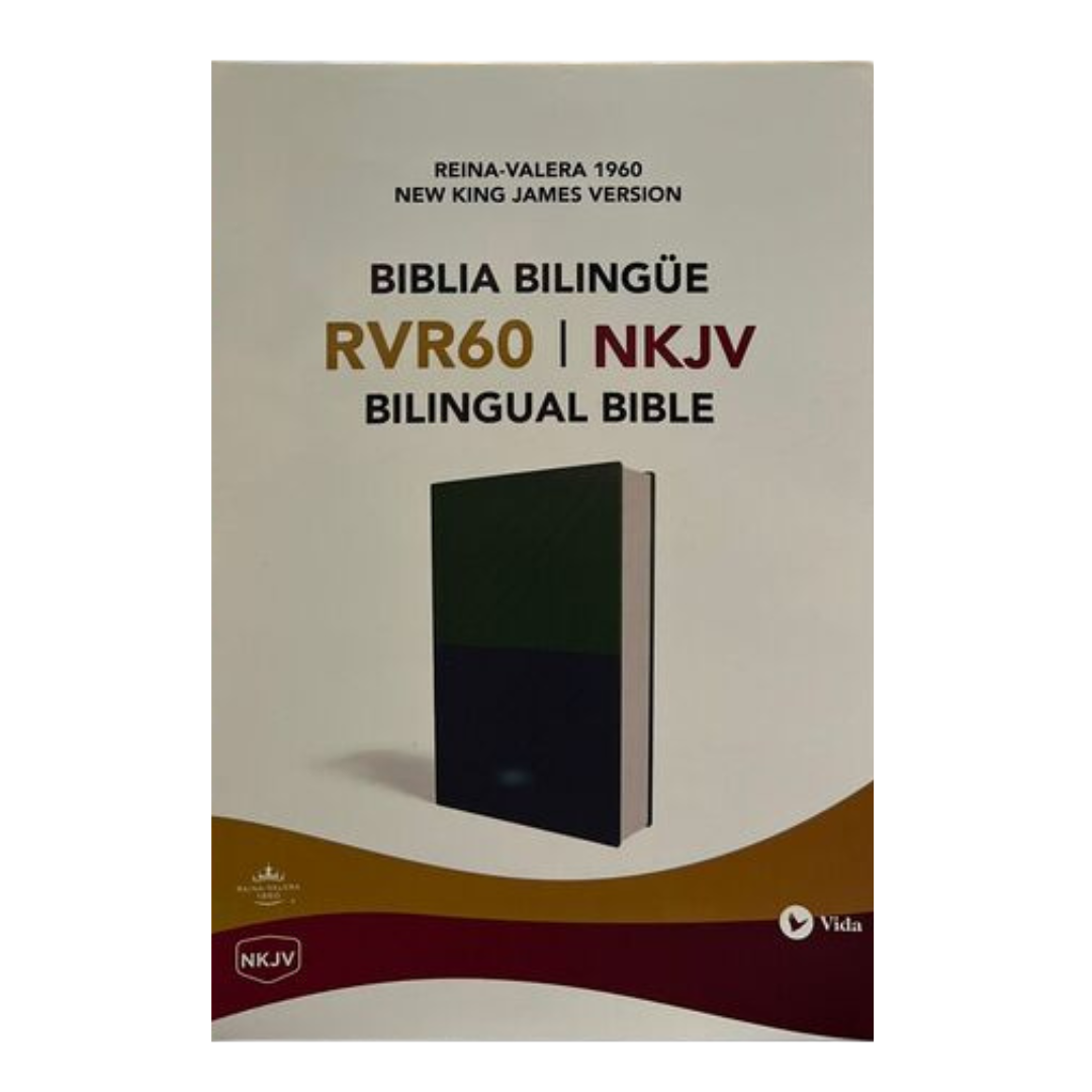 Biblia Bilingüe, Leathersoft, dos tonos Verde y Azul