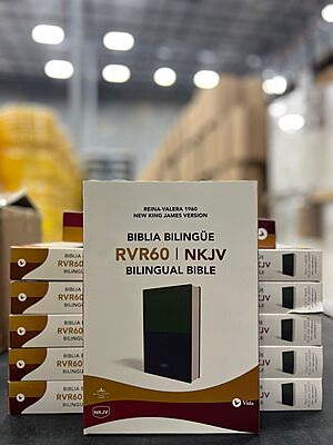 Biblia Bilingüe, Leathersoft, dos tonos Verde y Azul / NKJV/RVR60 Biblia Bilingüe, Leathersoft, dos tonos Verde y Azul / NKJV/RVR60