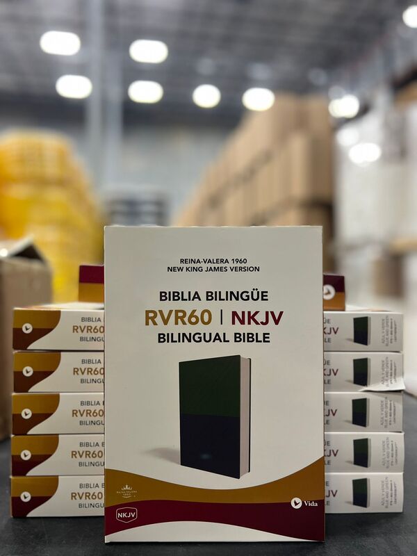 Biblia Bilingüe, Leathersoft, dos tonos Verde y Azul / NKJV/RVR60